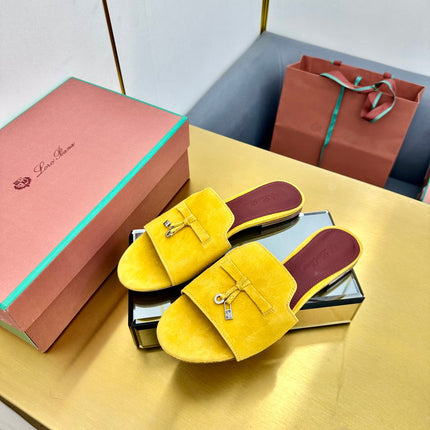 LP SANDALS 25S IN DARK YELLOW SUEDE WITH SILVER HARDWARE
