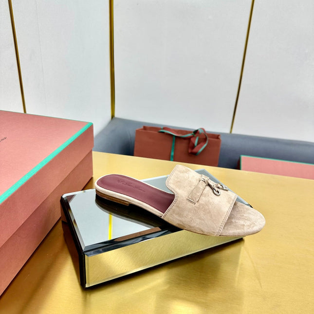 LP SANDALS 25S IN BEIGE SUEDE WITH SILVER HARDWARE