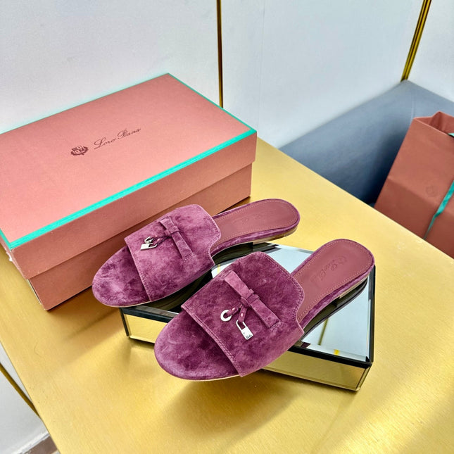 LP SANDALS 25S IN WINE PURPLE SUEDE WITH SILVER HARDWARE