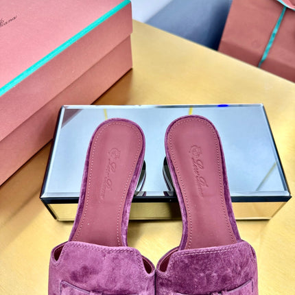 LP SANDALS 25S IN WINE PURPLE SUEDE WITH SILVER HARDWARE