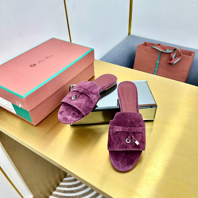LP SANDALS 25S IN WINE PURPLE SUEDE WITH SILVER HARDWARE