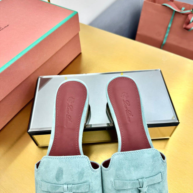 LP SANDALS 25S IN POWDER BLUE SUEDE WITH SILVER HARDWARE