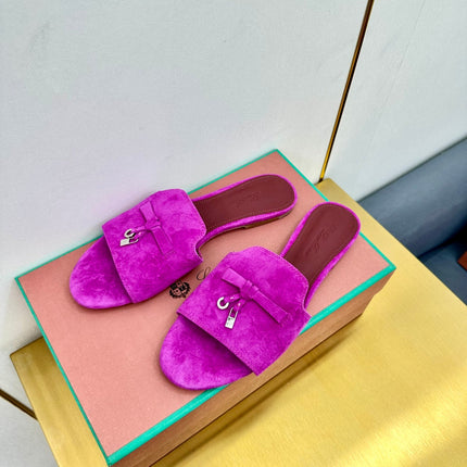 LP SANDALS 25S IN DARK PURPLE SUEDE WITH SILVER HARDWARE