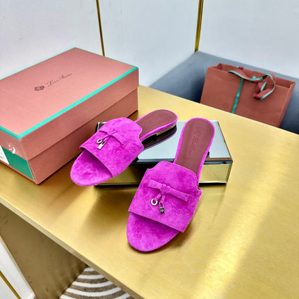 LP SANDALS 25S IN DARK PURPLE SUEDE WITH SILVER HARDWARE