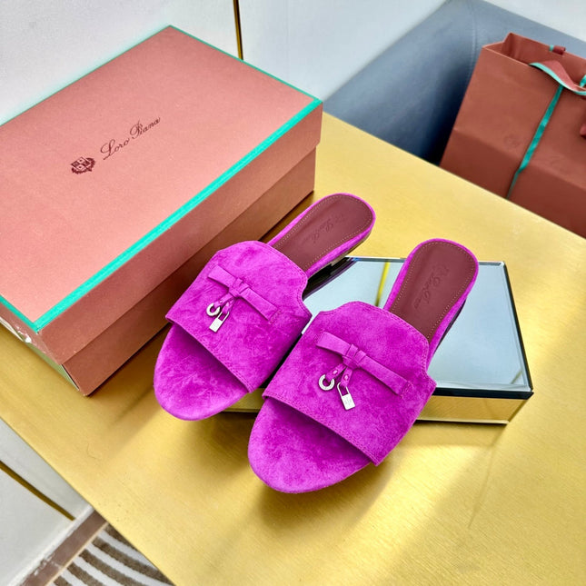 LP SANDALS 25S IN DARK PURPLE SUEDE WITH SILVER HARDWARE