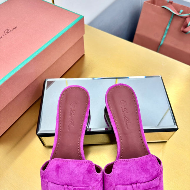 LP SANDALS 25S IN DARK PURPLE SUEDE WITH SILVER HARDWARE