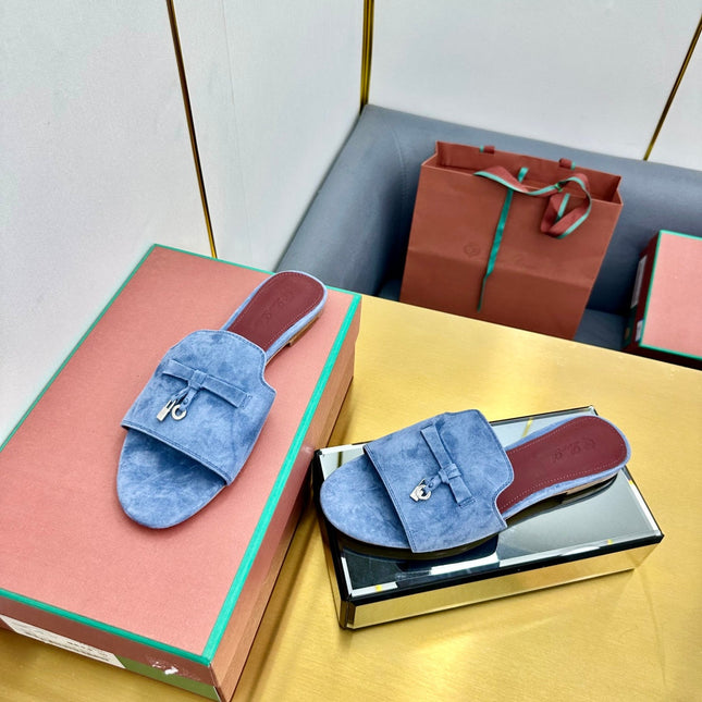 LP SANDALS 25S IN BLUE SUEDE WITH SILVER HARDWARE