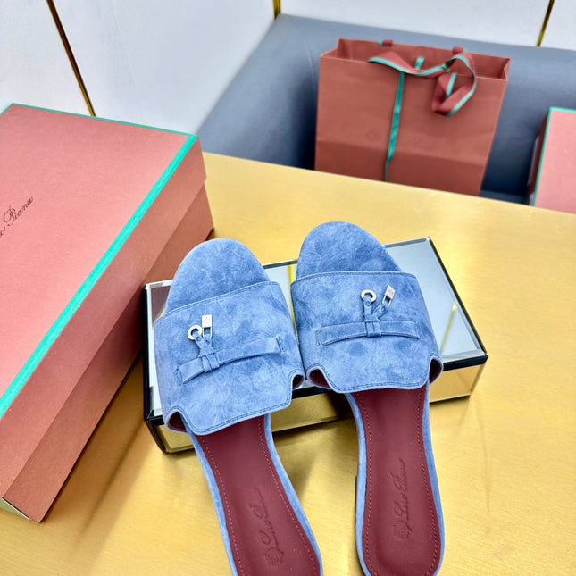 LP SANDALS 25S IN BLUE SUEDE WITH SILVER HARDWARE