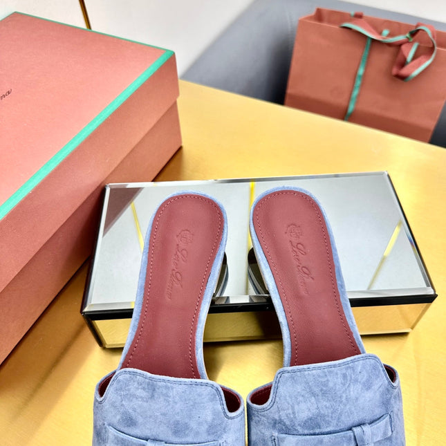 LP SANDALS 25S IN BLUE SUEDE WITH SILVER HARDWARE