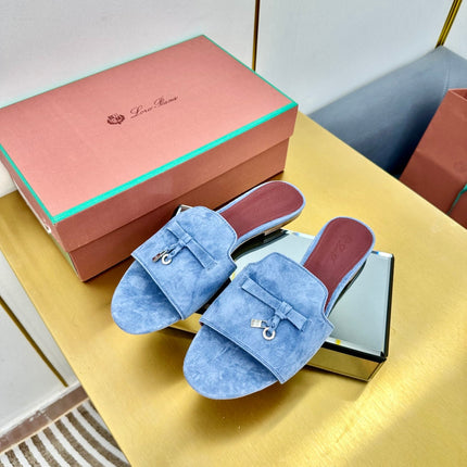 LP SANDALS 25S IN BLUE SUEDE WITH SILVER HARDWARE