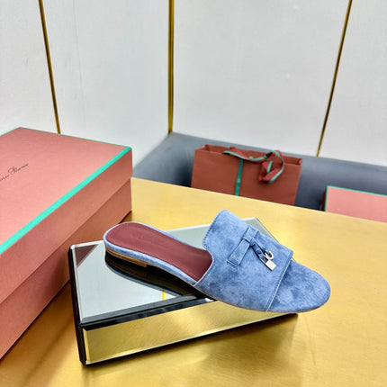 LP SANDALS 25S IN BLUE SUEDE WITH SILVER HARDWARE