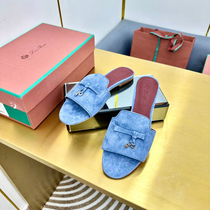 LP SANDALS 25S IN BLUE SUEDE WITH SILVER HARDWARE