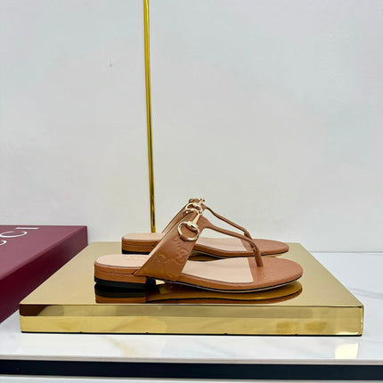 GG THONG SANDALS 25S IN BROWN LAMBSKIN WITH GOLD HARDWARE