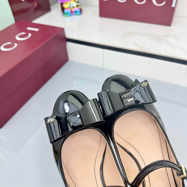 GG MARY JANE 25S IN BLACK LAMBSKIN WITH BOW