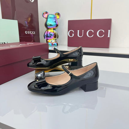 GG MARY JANE 25S IN BLACK LAMBSKIN WITH BOW