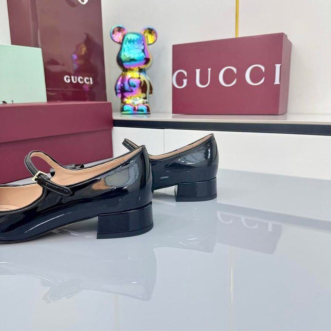 GG MARY JANE 25S IN BLACK LAMBSKIN WITH BOW