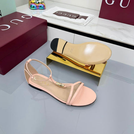 GG THONG SANDALS 25S IN LIGHT PINK LAMBSKIN WITH GOLD HARDWARE