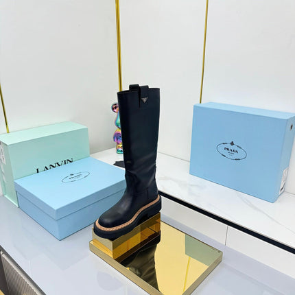 PRADA 25S TALL CHELSEA BOOTS 50MM IN BLACK CALFSKIN