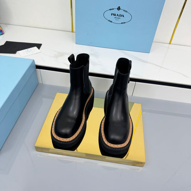 PRADA 25S CHELSEA BOOTS 50MM IN BLACK CALFSKIN