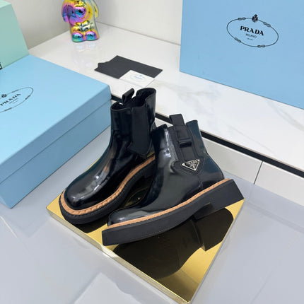 PRADA 25S CHELSEA BOOTS 50MM IN BLACK GLOSSY CALFSKIN