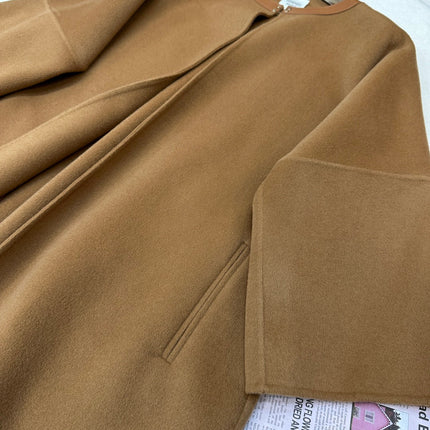 HERMES 25S LONG CASHMERE COAT WITH ROUND NECK 277