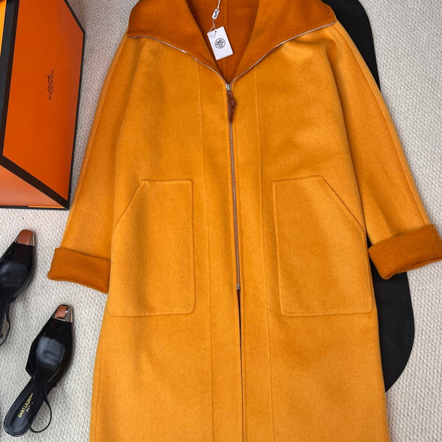HERMES 25S REVERSIBLE LONG CASHMERE COAT 244