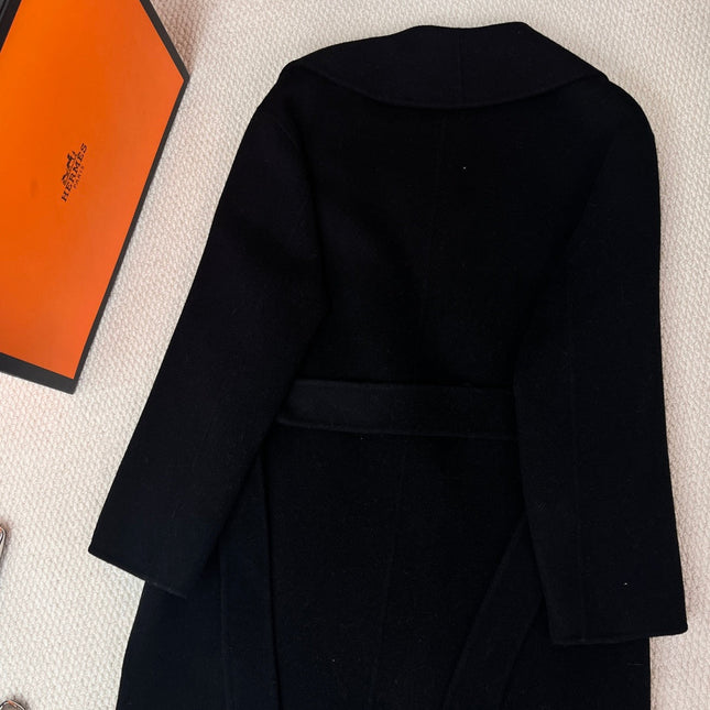 HERMES 25S LAPEL-COLLAR CASHMERE COAT 210
