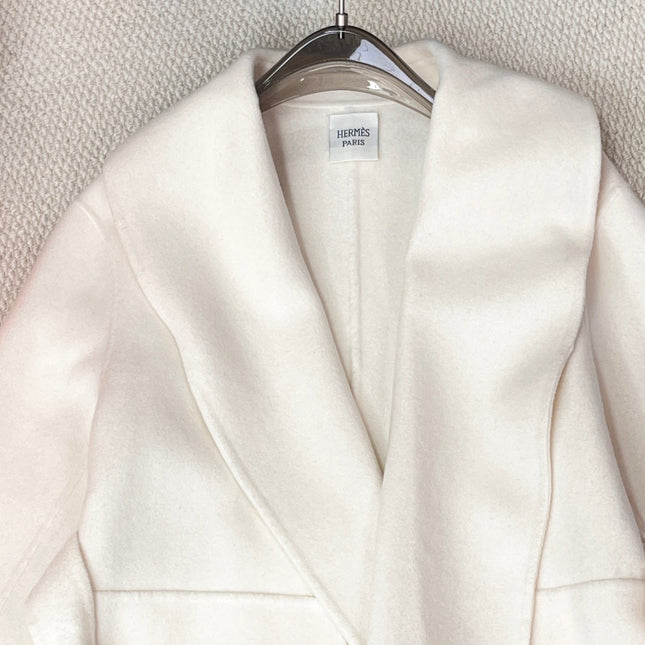 HERMES 25S LAPEL-COLLAR CASHMERE COAT 209