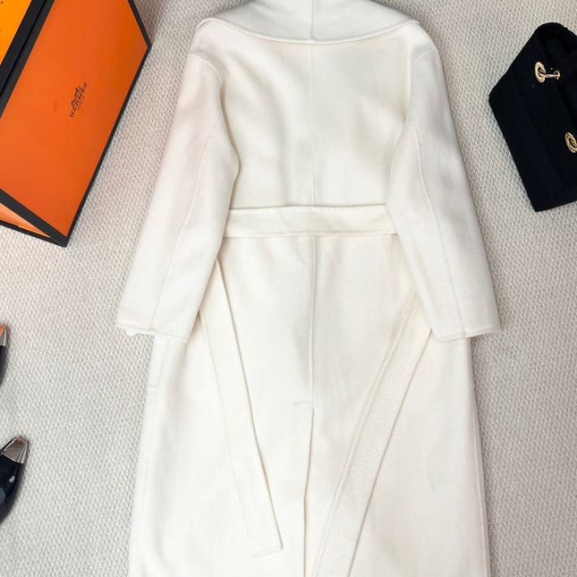 HERMES 25S LAPEL-COLLAR CASHMERE COAT 209