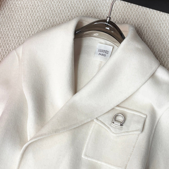 HERMES 25S LAPEL-COLLAR CASHMERE COAT 209