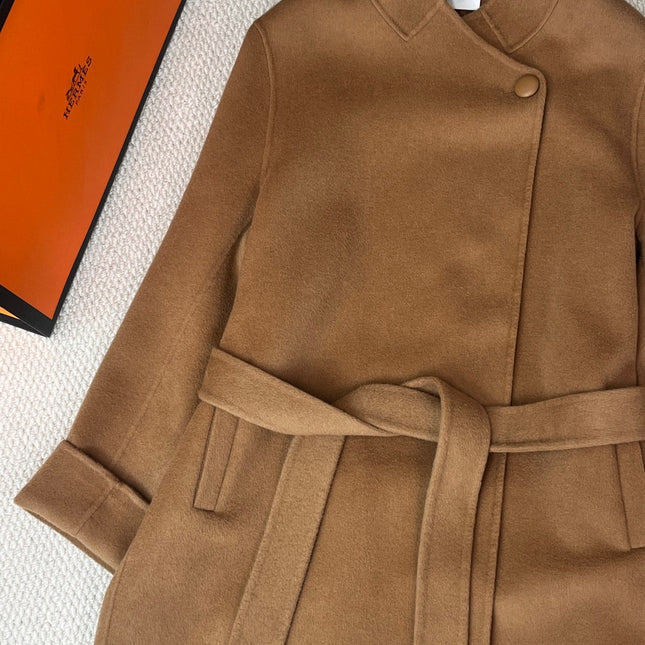 HERMES 25S STAND-COLLAR CASHMERE COAT 207