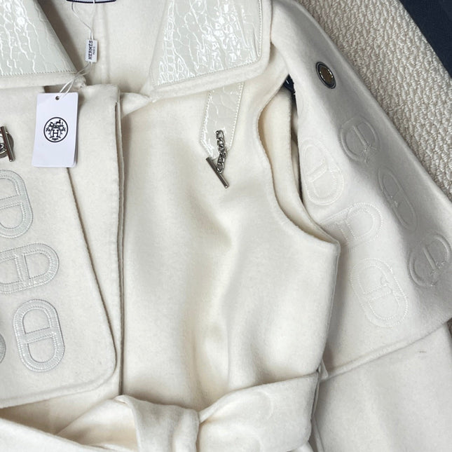 HERMES 25S LONG CASHMERE PIG-NOSE COAT 206