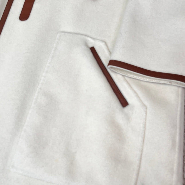 HERMES 25S CASHMERE COAT WITH LEATHER BUTTONS 204