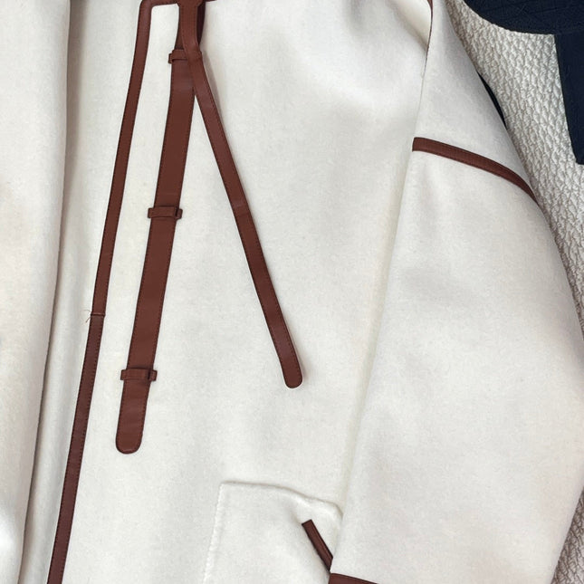 HERMES 25S CASHMERE COAT WITH LEATHER BUTTONS 204