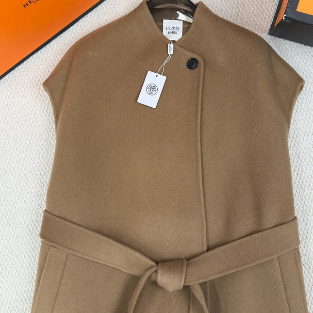 HERMES 25S LONG SLEEVELESS CASHMERE VEST 189