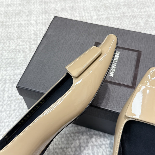 YSL 25S FLAT SHOES IN DARK BEIGE LAMBSKIN