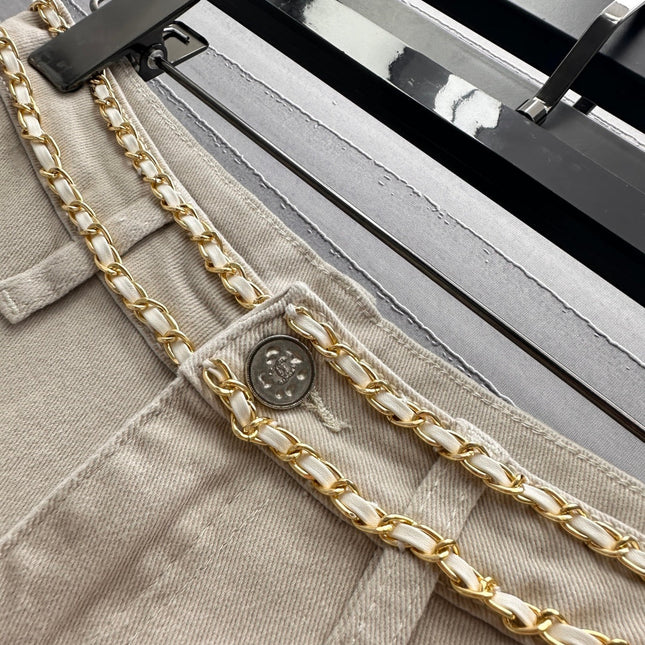 CHANEL LIGHT BEIGE FLARED JEANS