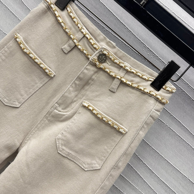 CHANEL LIGHT BEIGE FLARED JEANS