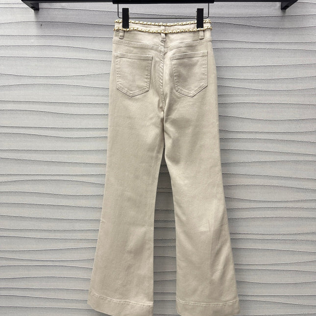 CHANEL LIGHT BEIGE FLARED JEANS