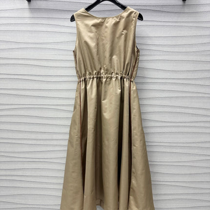 Miu Sleeveless Technical Nylon Beige Dress
