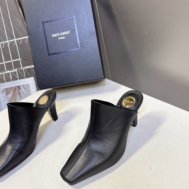 YSL 25S HIGH-HEEL SANDALS 75 MM IN BLACK LAMBSKIN