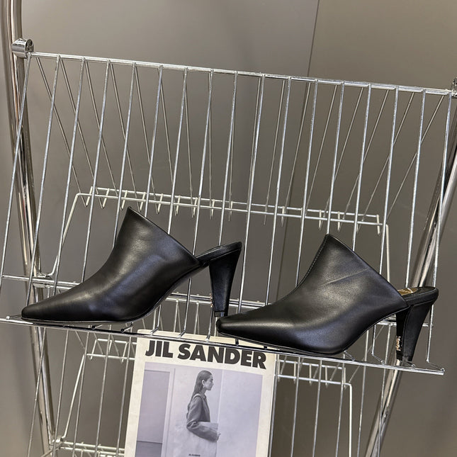 YSL 25S HIGH-HEEL SANDALS 75 MM IN BLACK LAMBSKIN