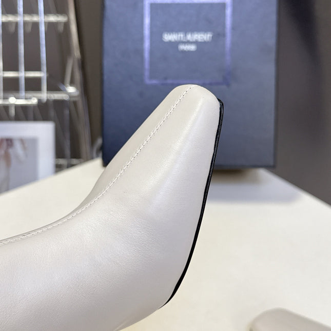 YSL 25S HIGH-HEEL SANDALS 75 MM IN WHITE LAMBSKIN