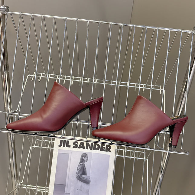 YSL 25S HIGH-HEEL SANDALS 75 MM IN DARK RED LAMBSKIN