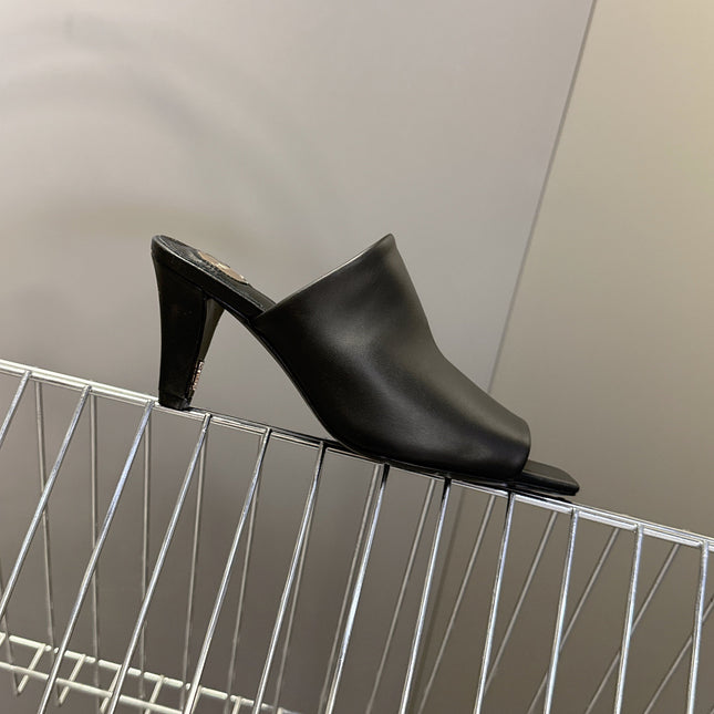 YSL 25S HIGH-HEEL SANDALS 75 MM IN BLACK LAMBSKIN