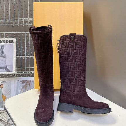FENDI 25S HIGH-CUT BOOTS IN DARK BROWN SUEDE