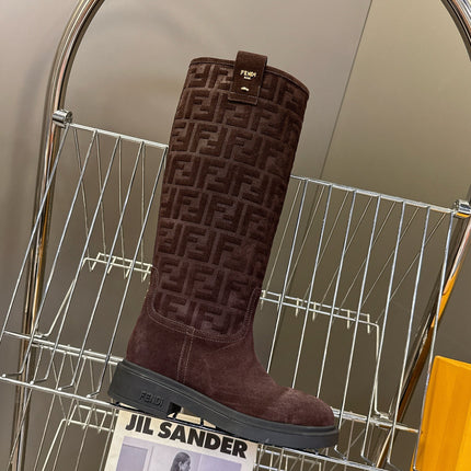 FENDI 25S HIGH-CUT BOOTS IN DARK BROWN SUEDE