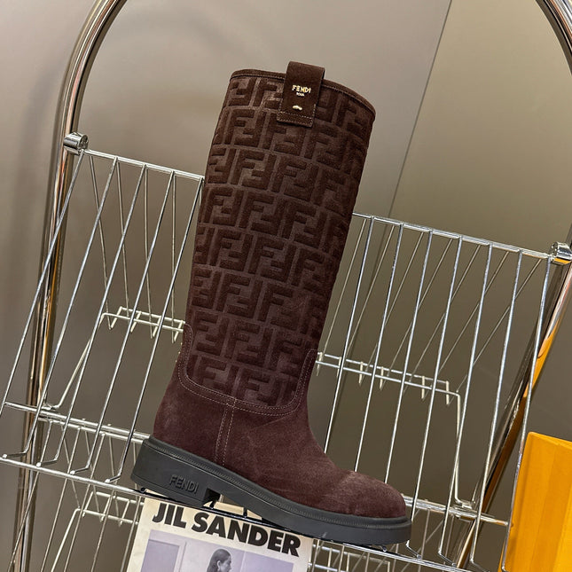 FENDI 25S HIGH-CUT BOOTS IN DARK BROWN SUEDE