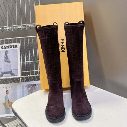 FENDI 25S HIGH-CUT BOOTS IN DARK BROWN SUEDE