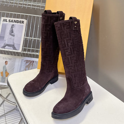 FENDI 25S HIGH-CUT BOOTS IN DARK BROWN SUEDE